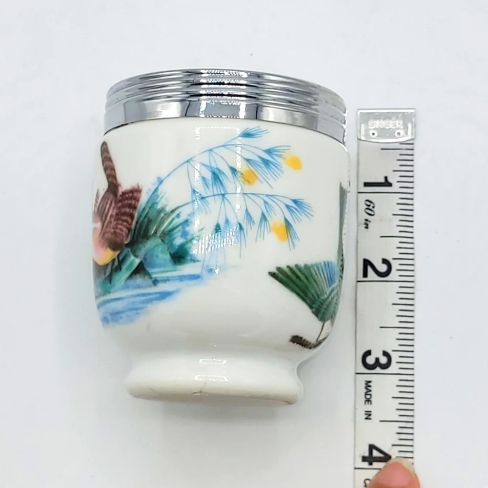 Set of 2 Royal Worcester King Size Egg Coddler Bases - Bird Pattern